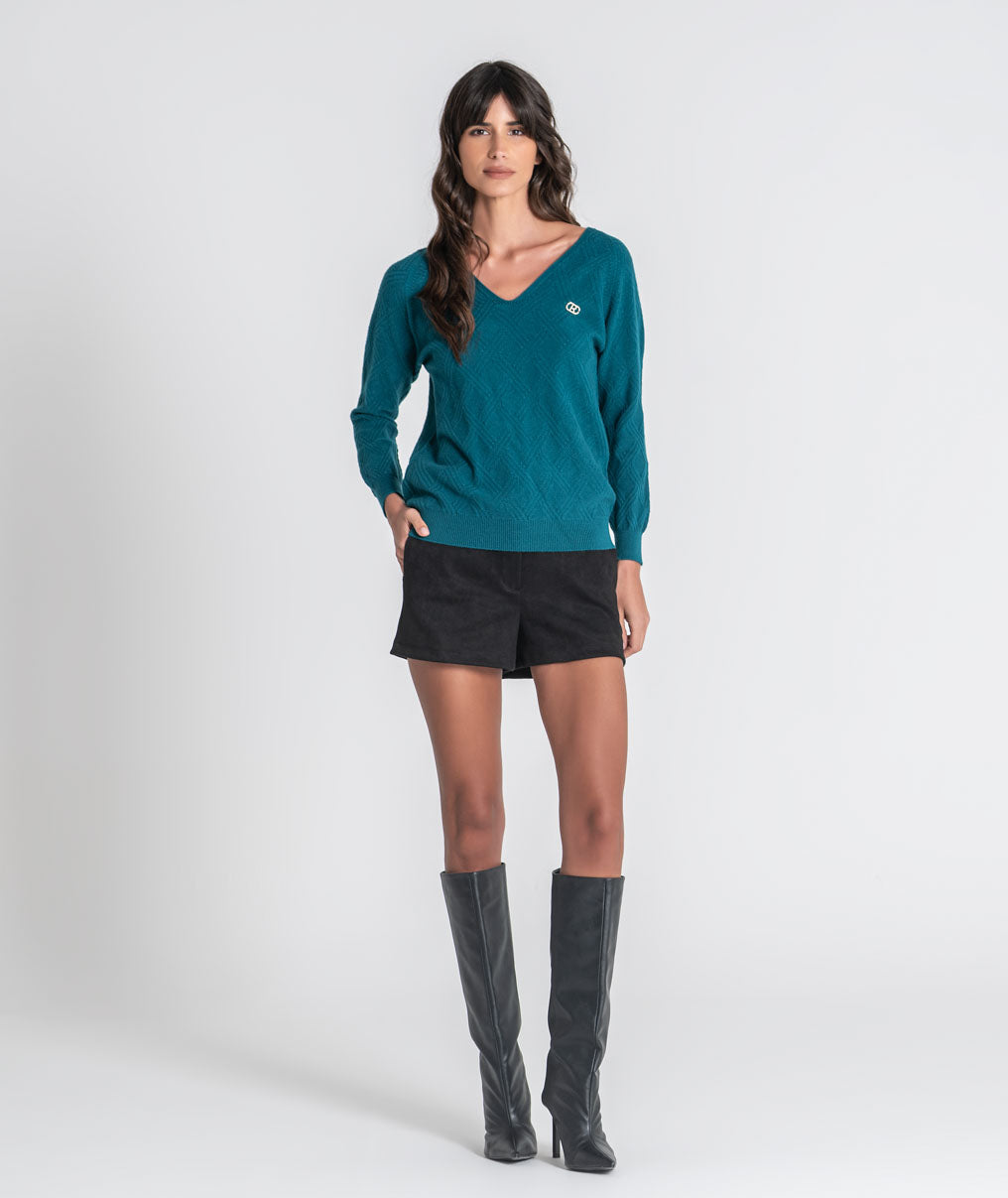 Textured jumper with plate r 3560
