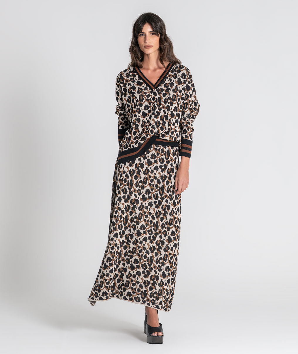 Long animal print skirt 3567