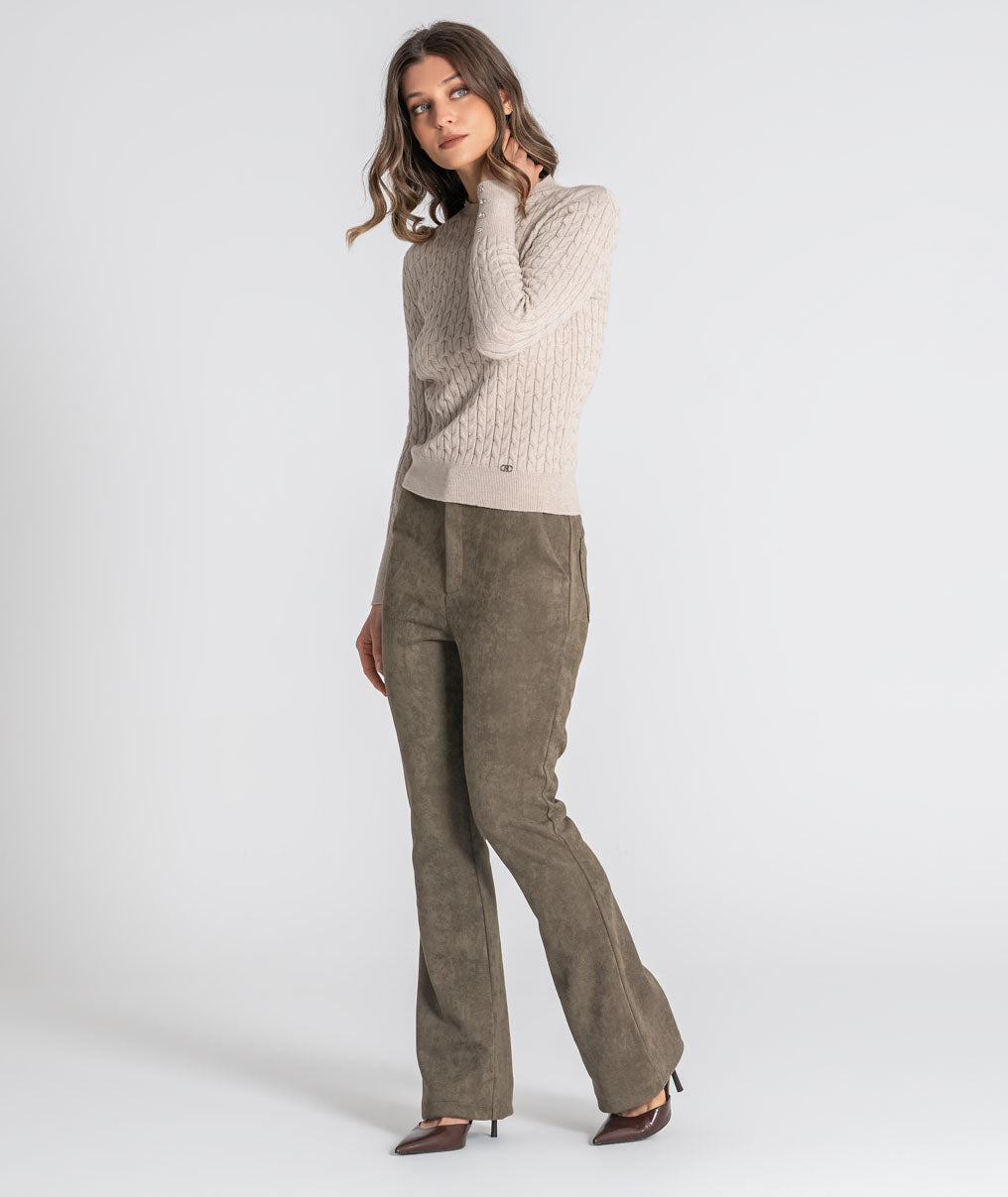 Cable knit sweater with crest buttons 3578