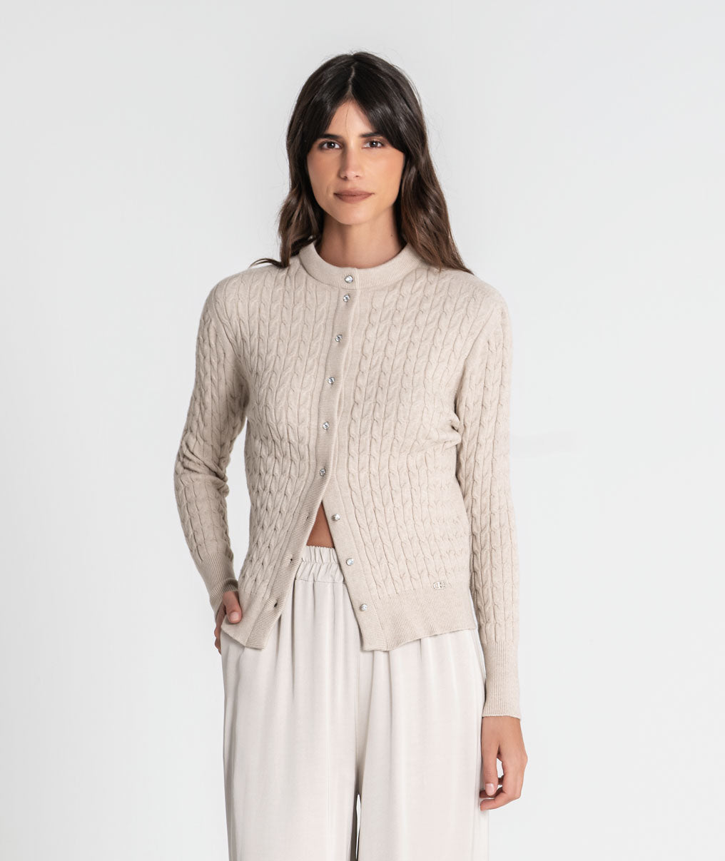 Braided cardigan with crystal buttons 3579