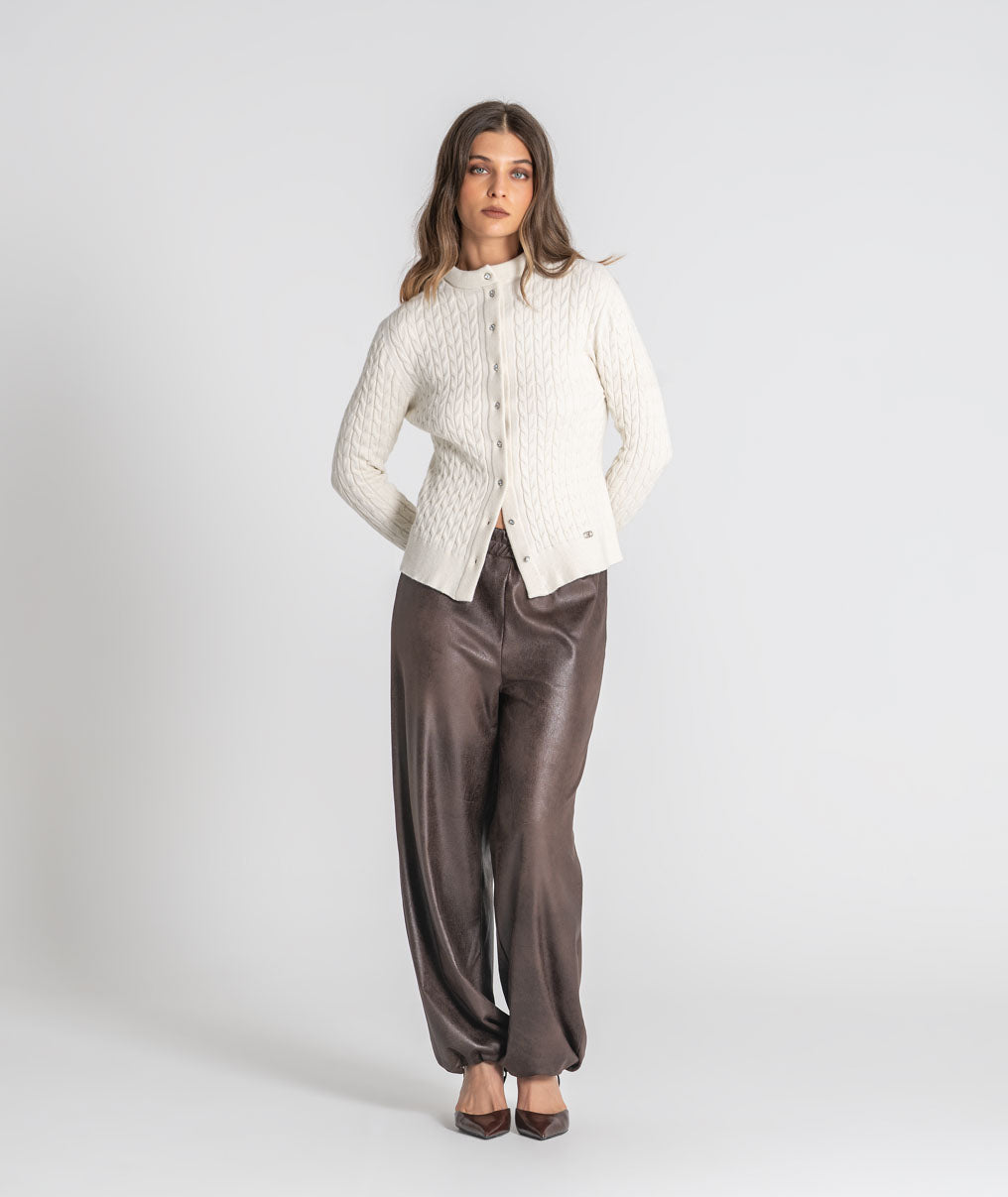 Braided cardigan with crystal buttons 3579