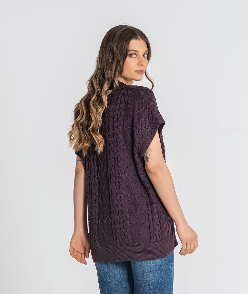 Sweater with rhinestones on the neckline 3580