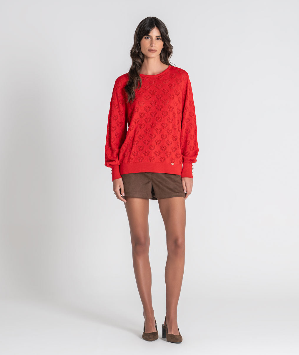 Perforated hearts sweater 3581