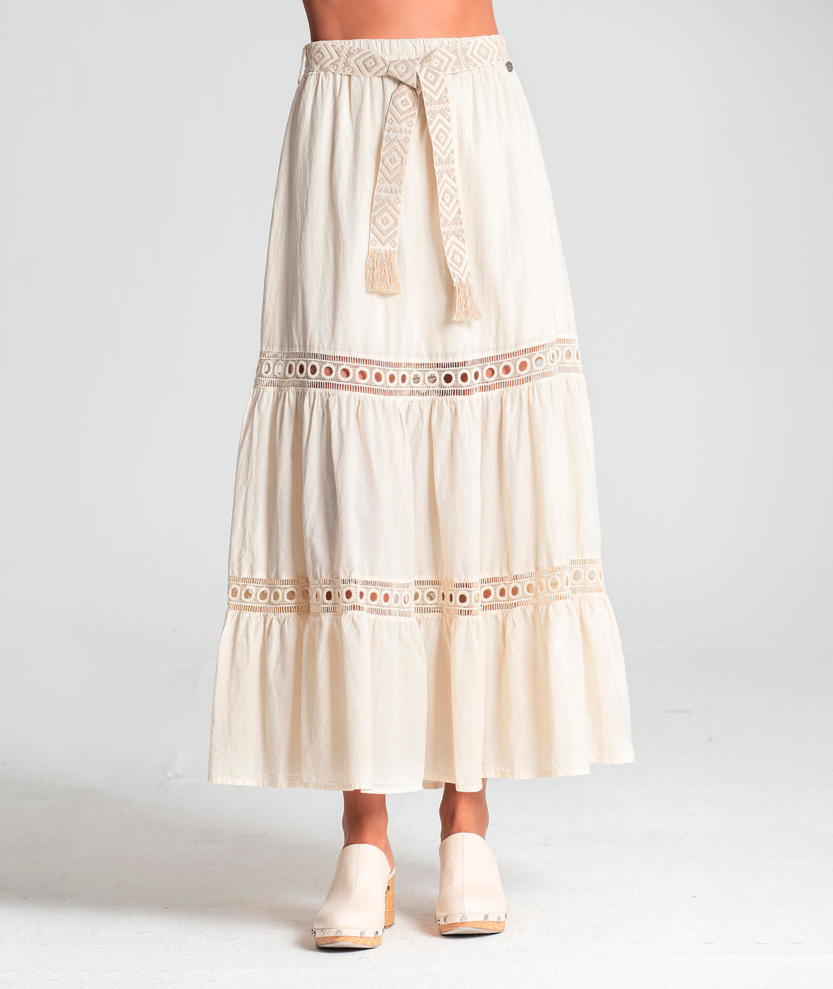 Saia comprida com cinto étnico 6049
