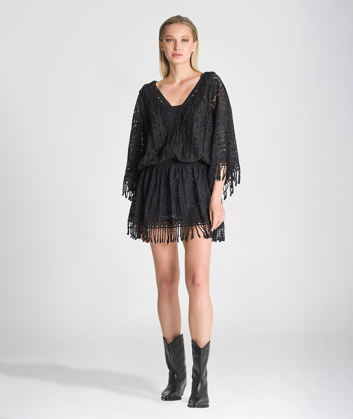 Vestido renda com franjas 6163
