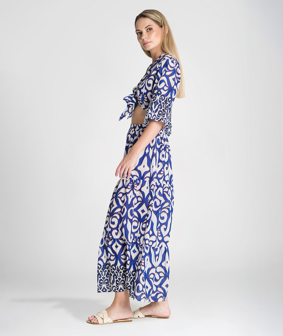 Saia com padrão e elástico na cintura 6171