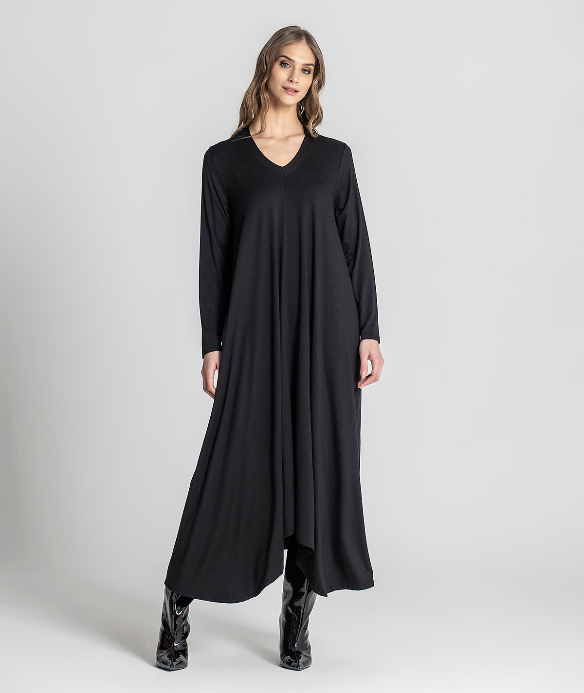 Vestido comprido decote em v 6220