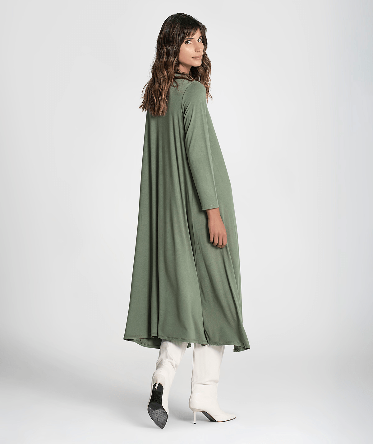 Vestido comprido decote em v 6220