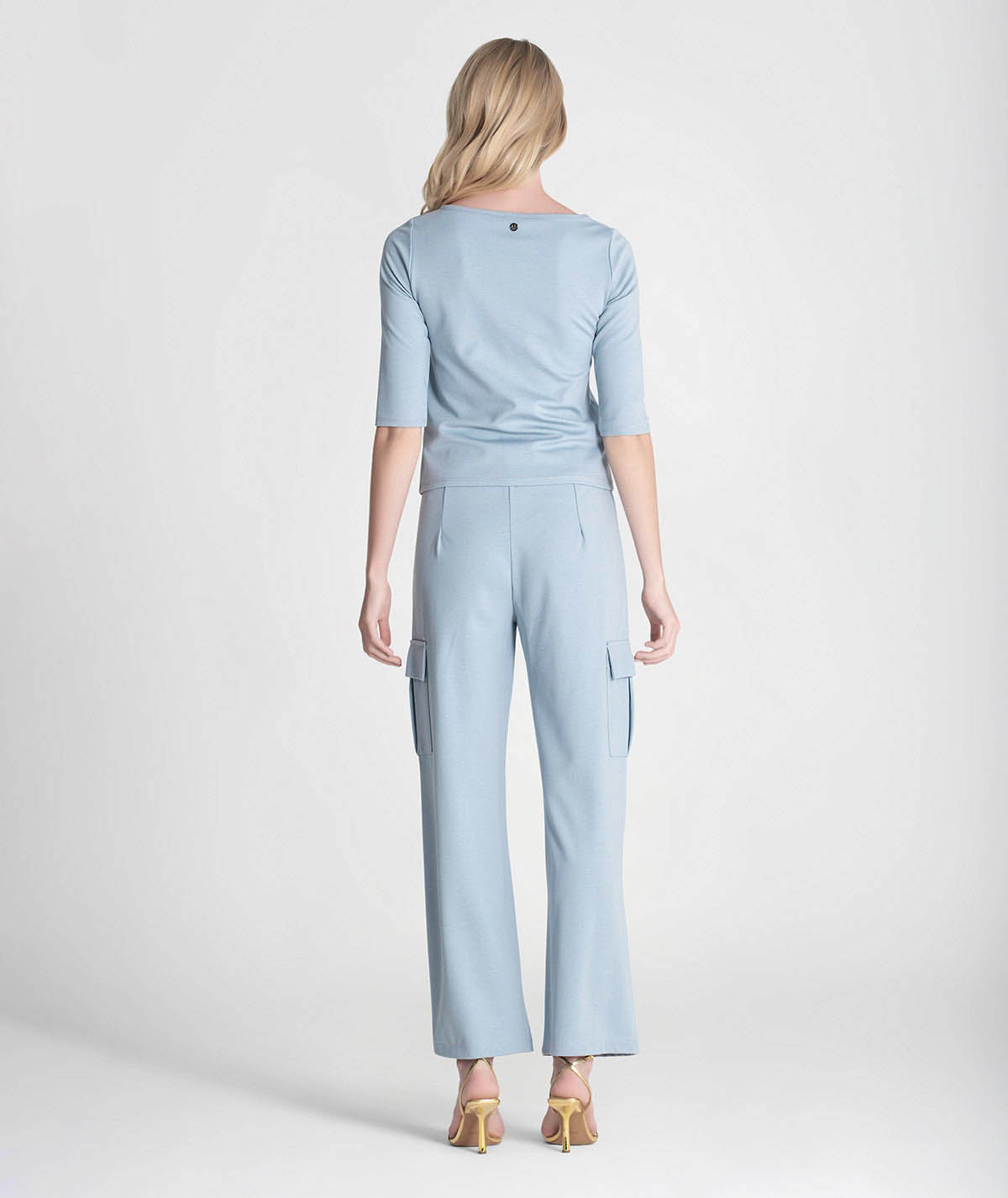 Round neck 3/4 sleeve sweater 6238