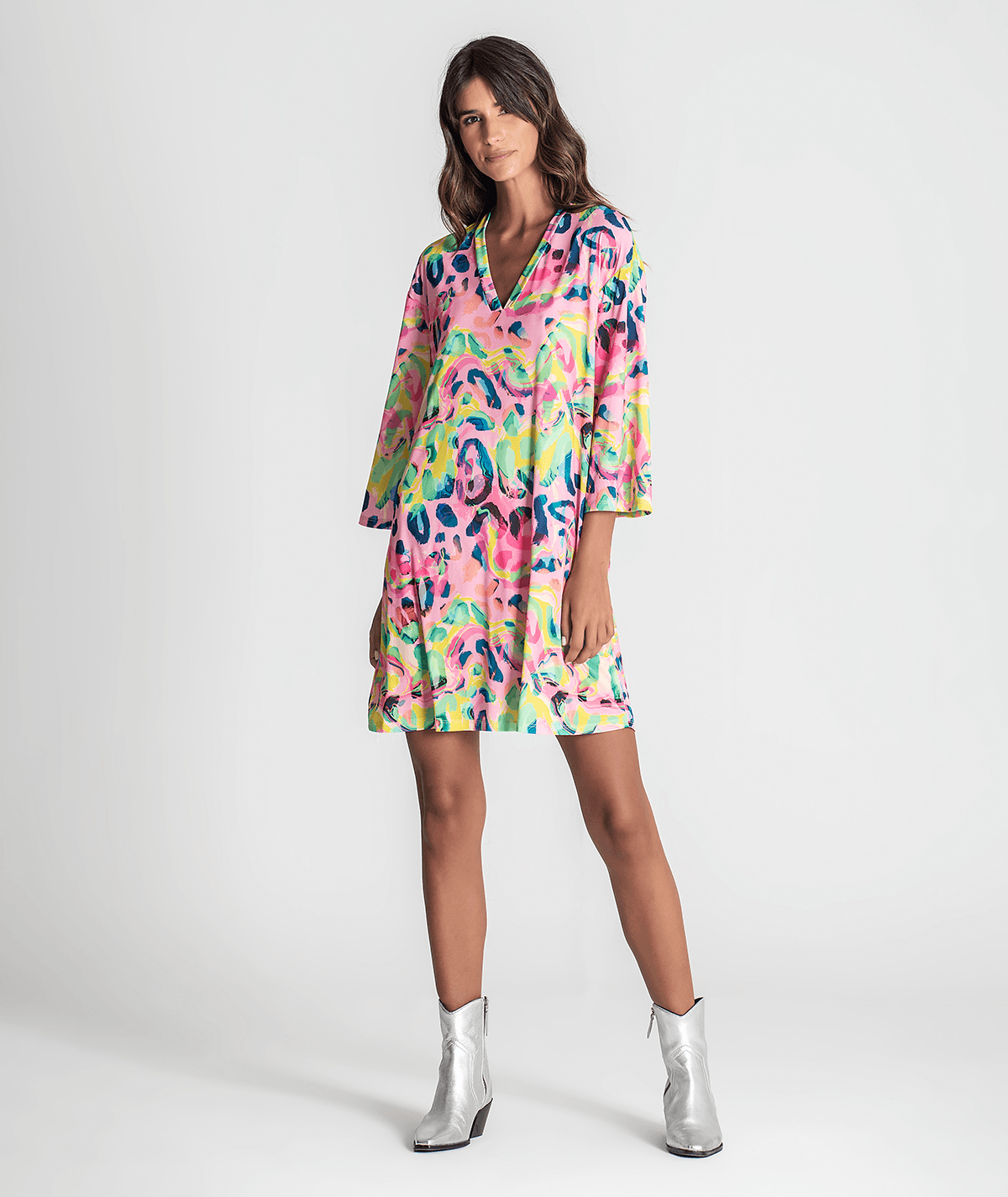 Vestido curto com animal print 6257