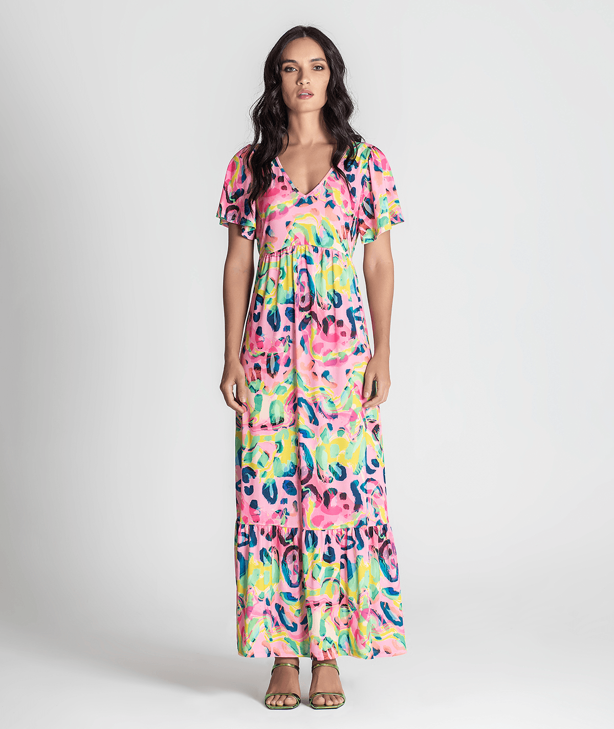 Vestido comprido com animal print 6258