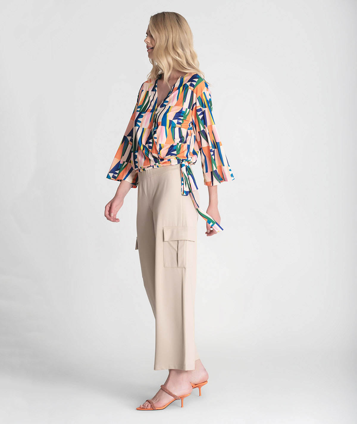 Wrap blouse with geometric pattern 6259