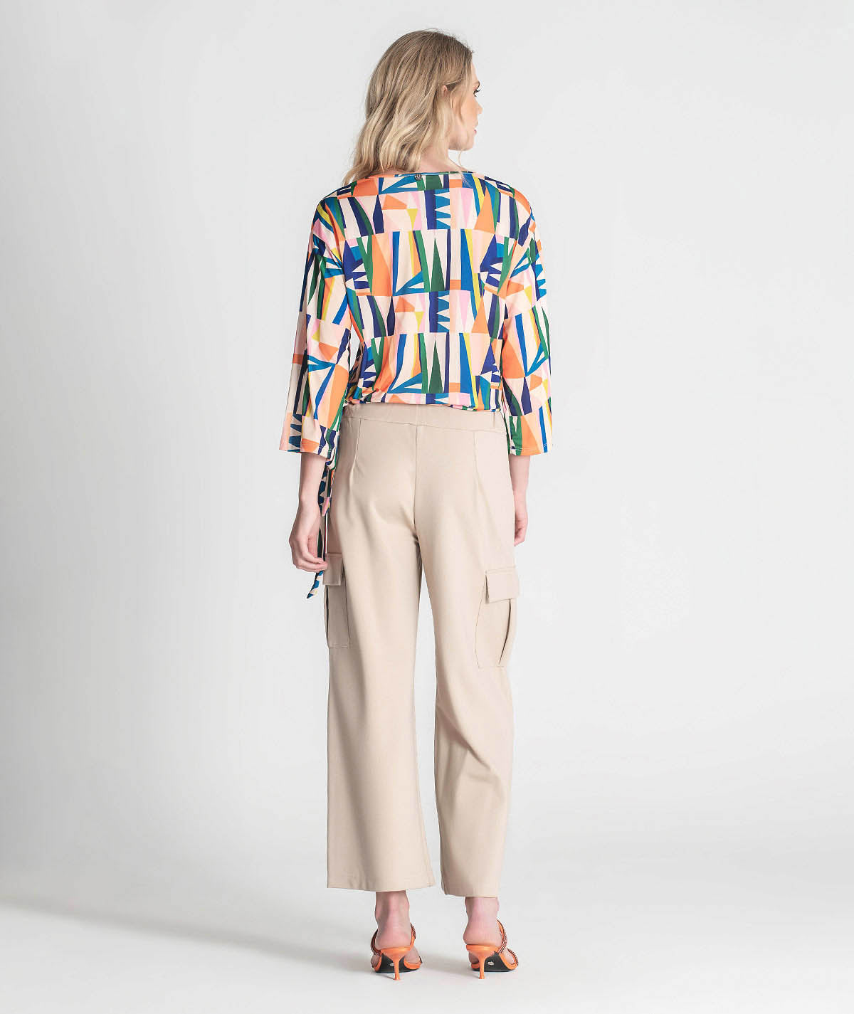 Wrap blouse with geometric pattern 6259