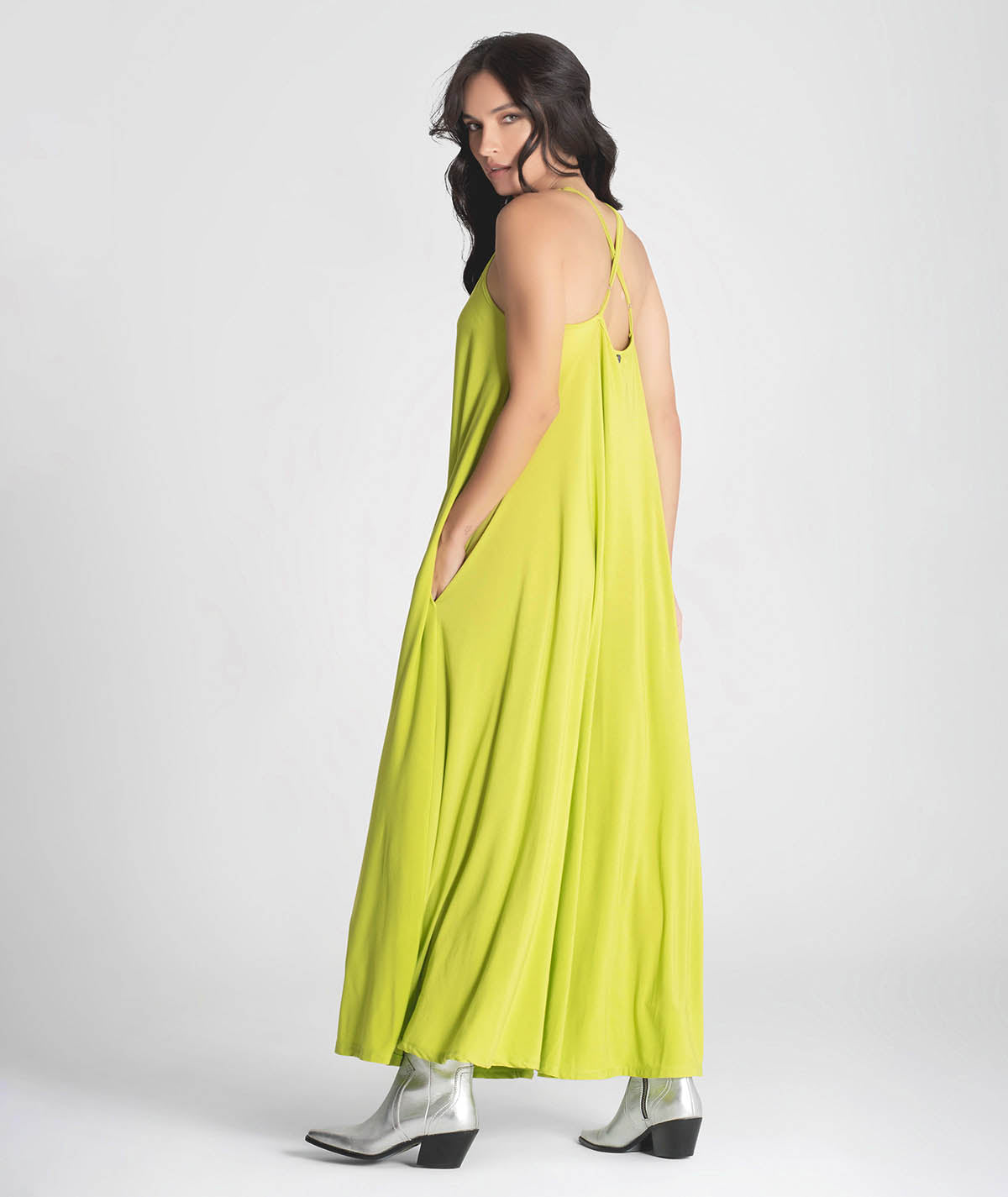 Vestido alças cruzado nas costas 6266