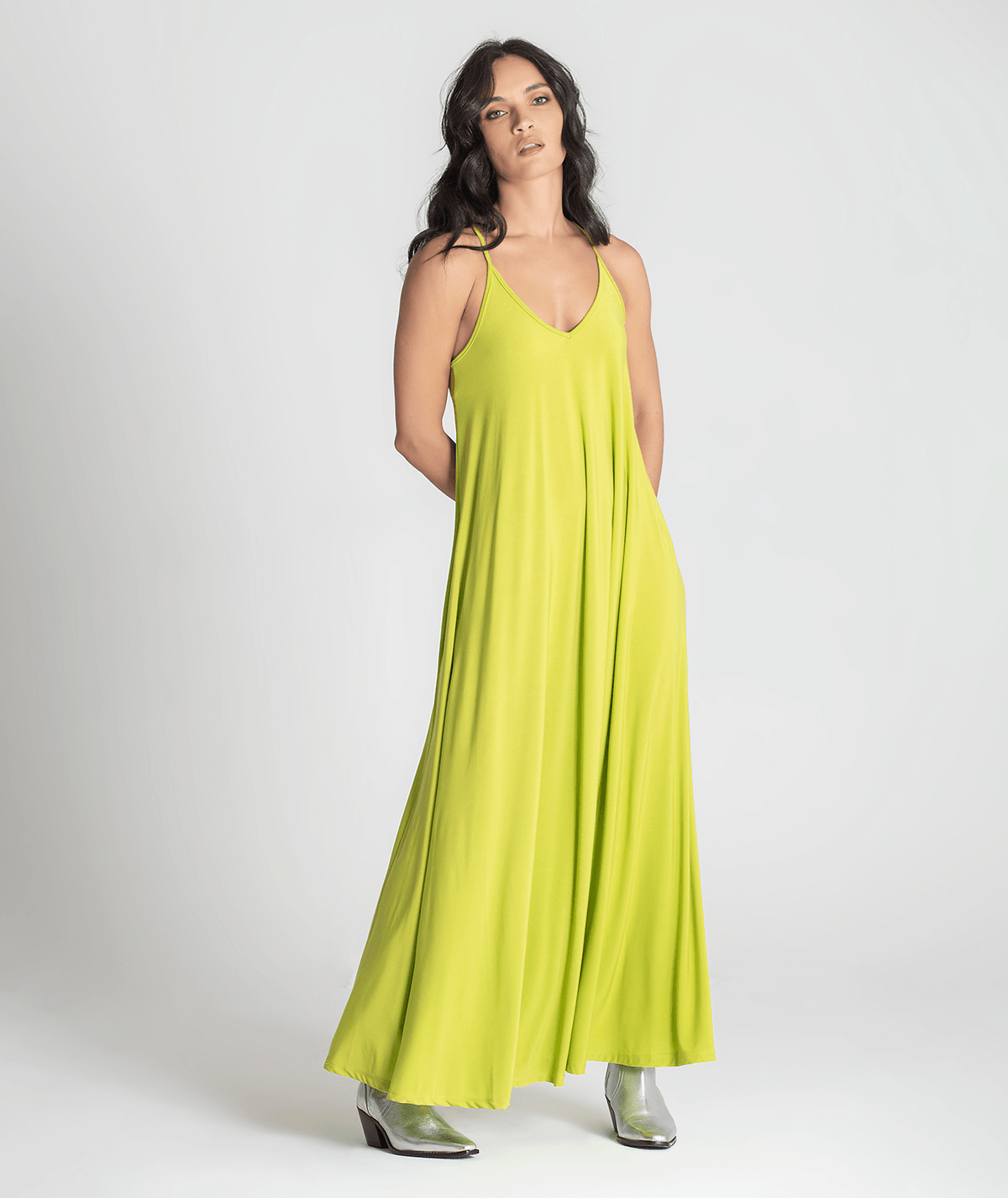 Vestido alças cruzado nas costas 6266