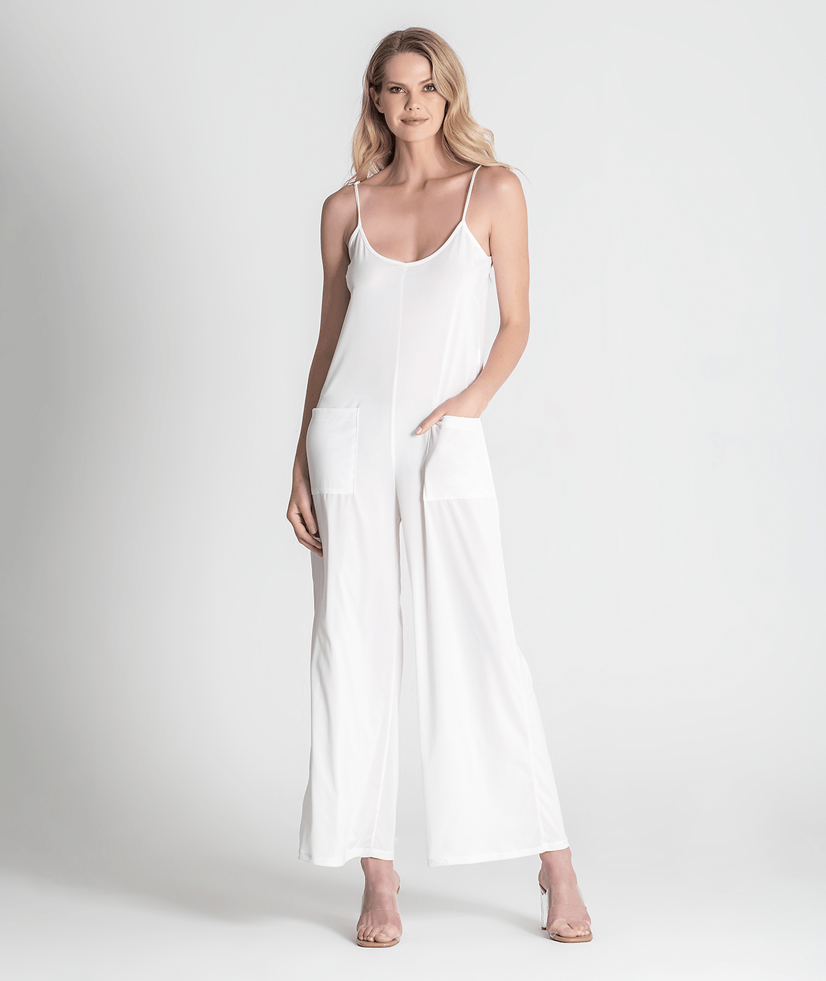 Jumpsuit with thin straps and front pockets 6267