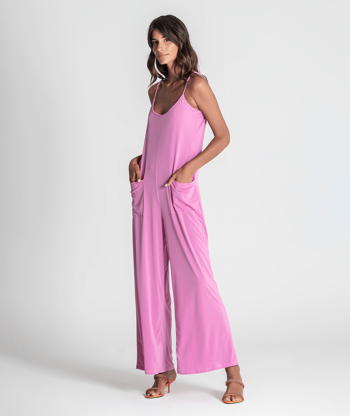 Jumpsuit with thin straps and front pockets 6267
