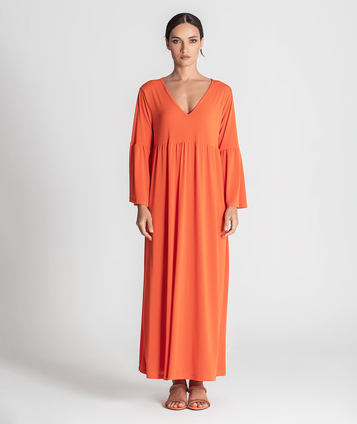 Vestido decote em V manga comprida 6269