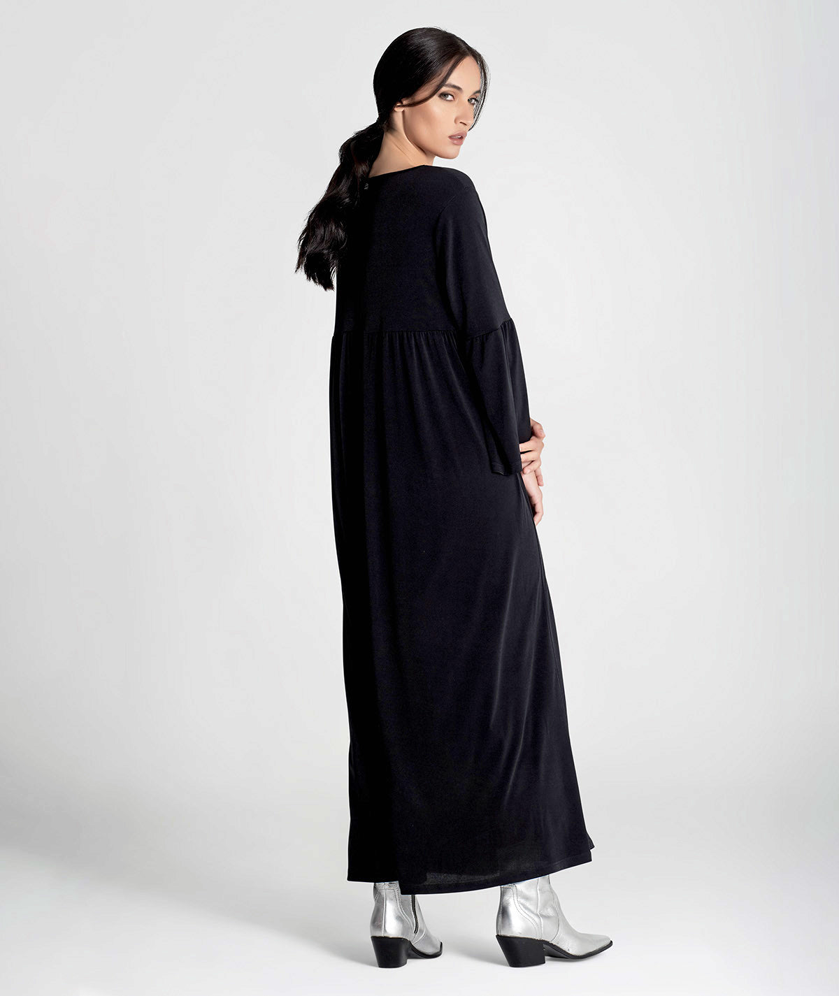 Vestido decote em V manga comprida 6269