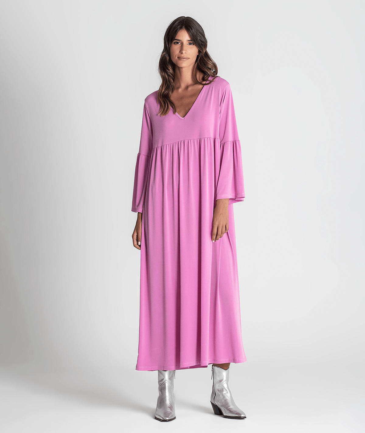 Vestido decote em V manga comprida 6269
