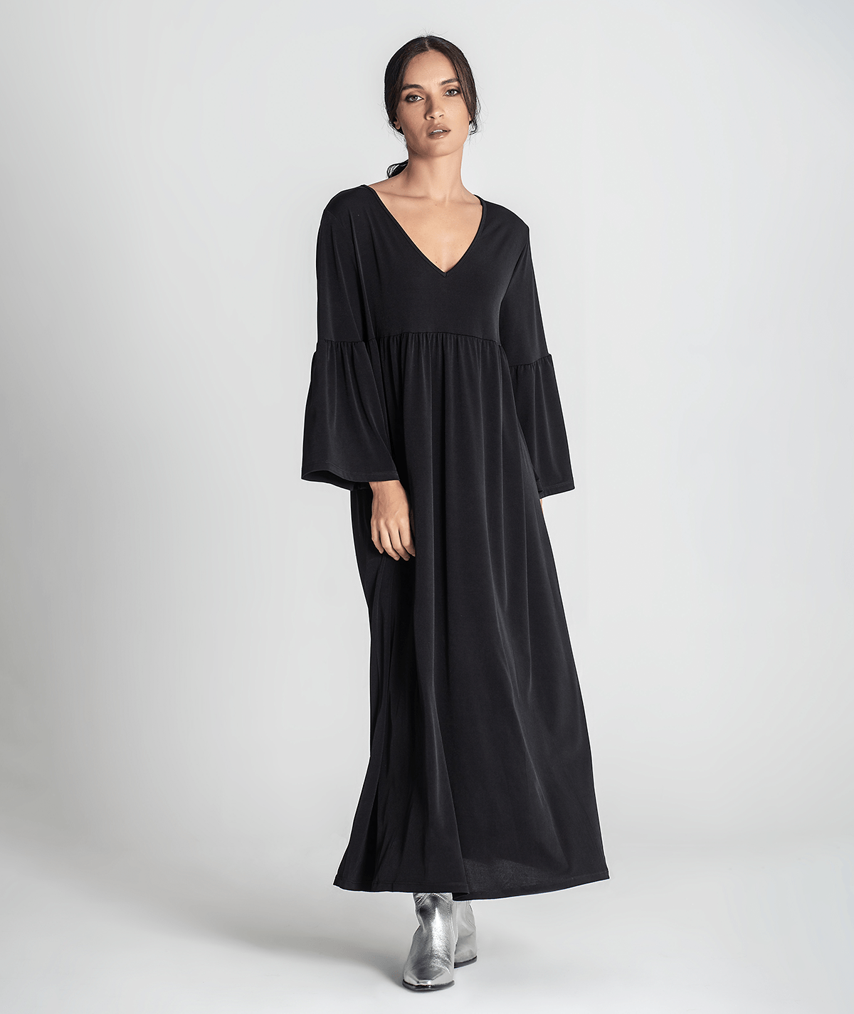 Vestido decote em V manga comprida 6269