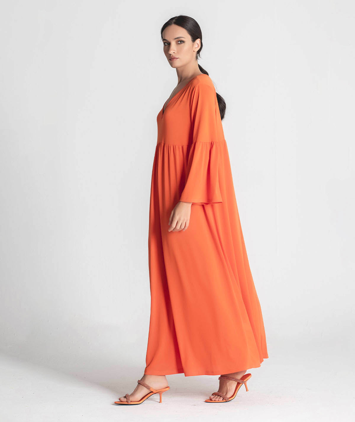 Vestido decote em V manga comprida 6269