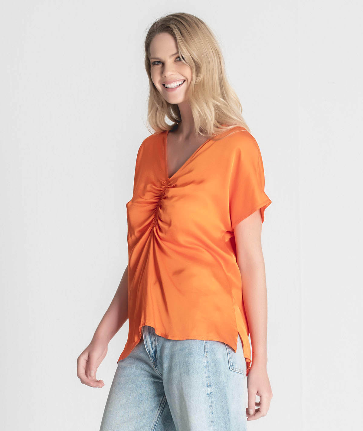 V-neck blouse with draping 6273
