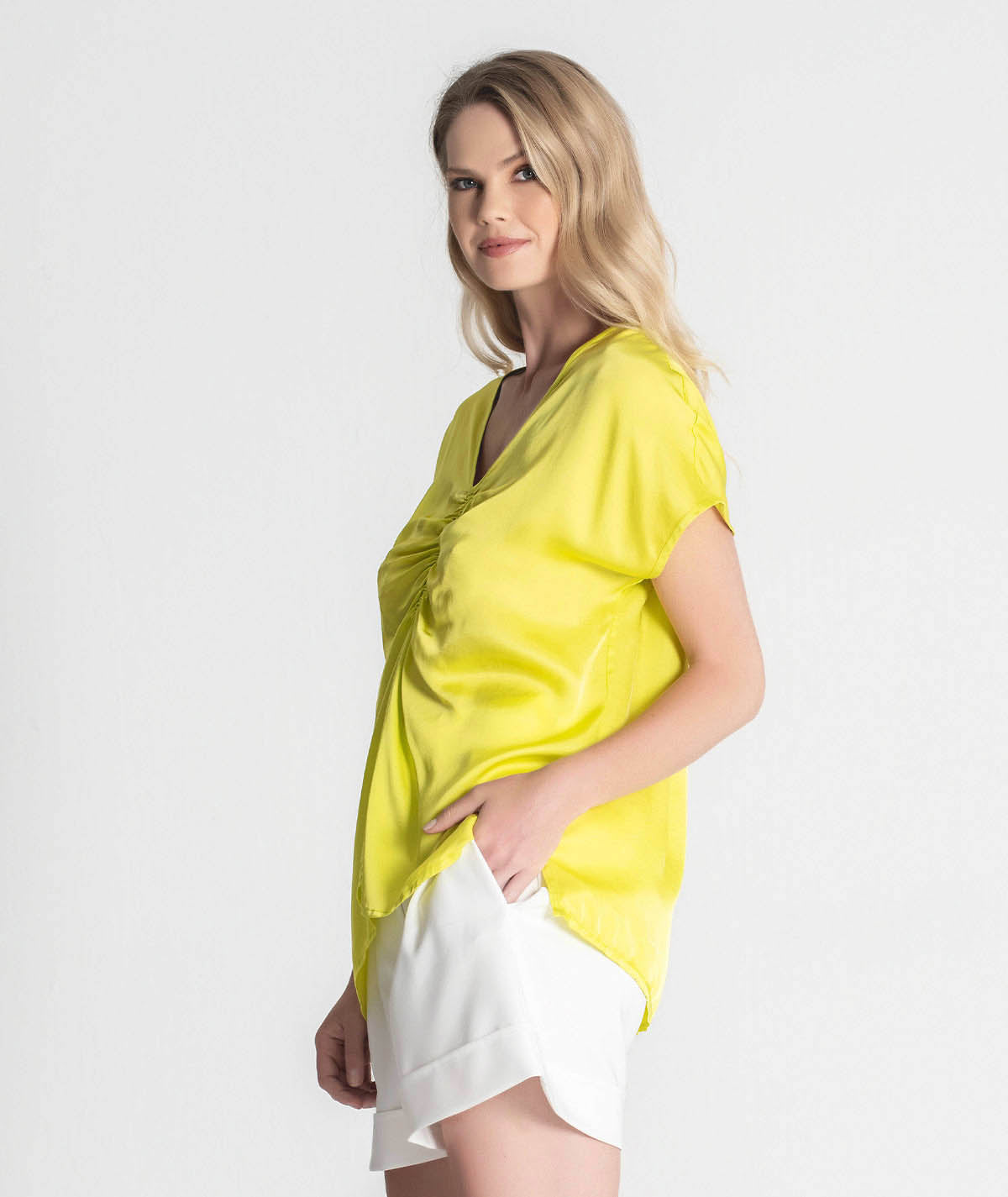 V-neck blouse with draping 6273