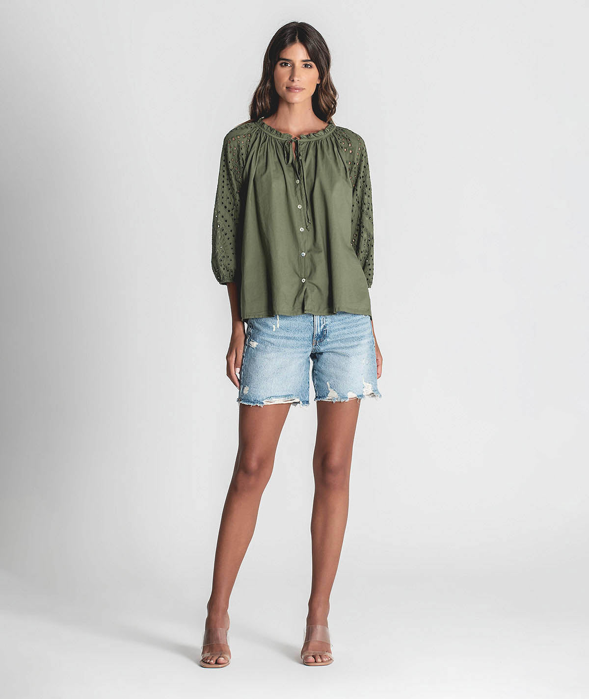 Blusa com mangas bordado inglês 6280