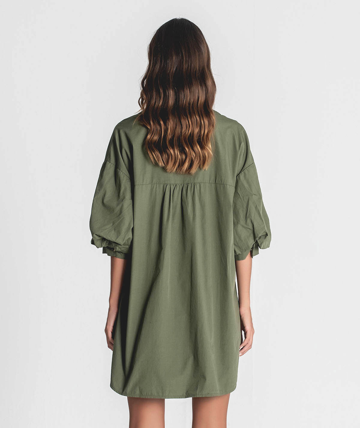 Vestido camiseiro com mangas balão 6284