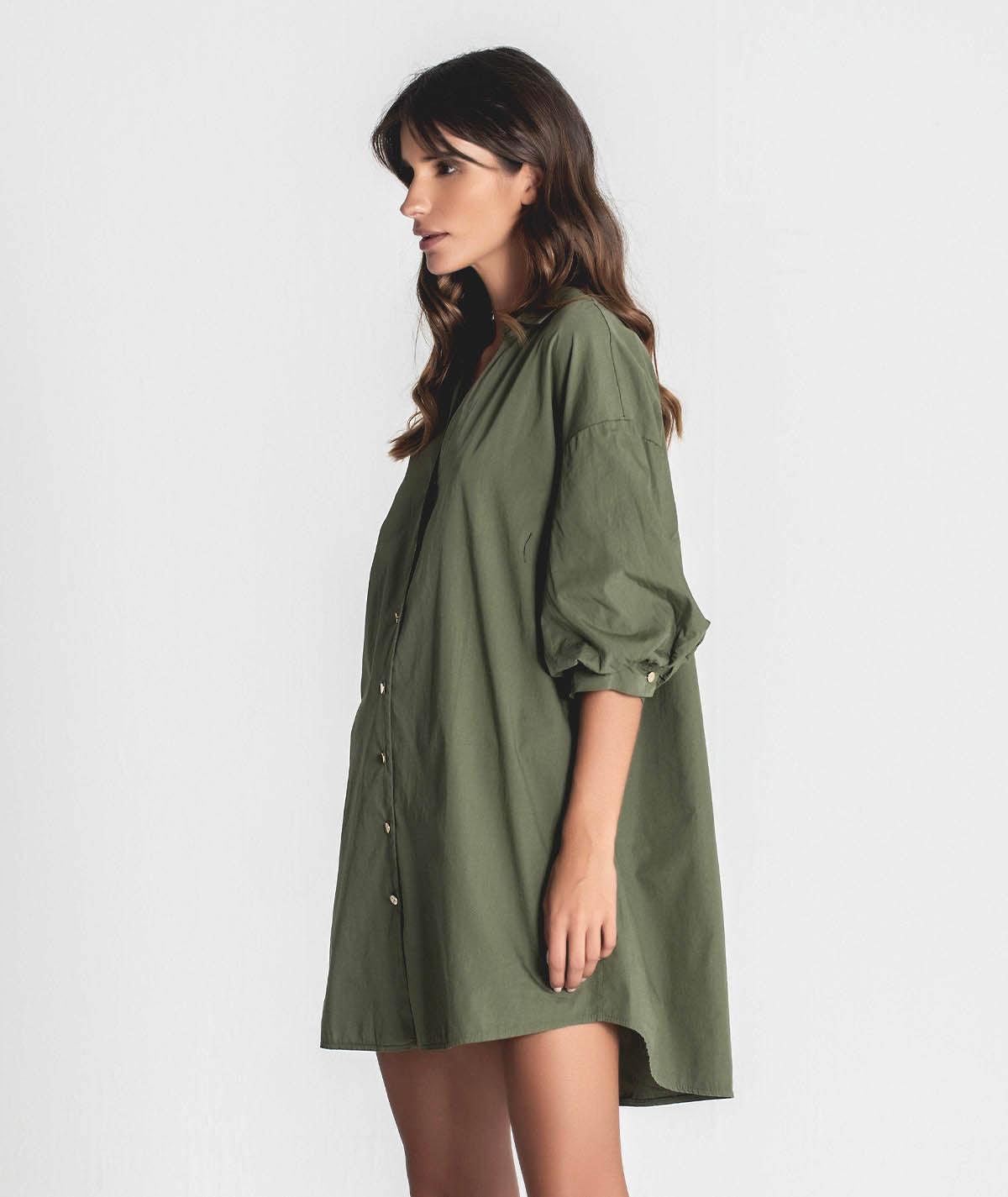 Vestido camiseiro com mangas balão 6284
