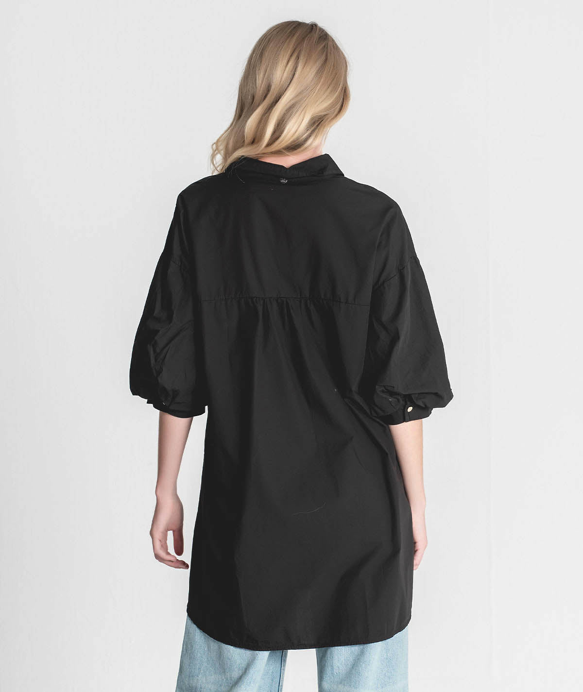Vestido camiseiro com mangas balão 6284