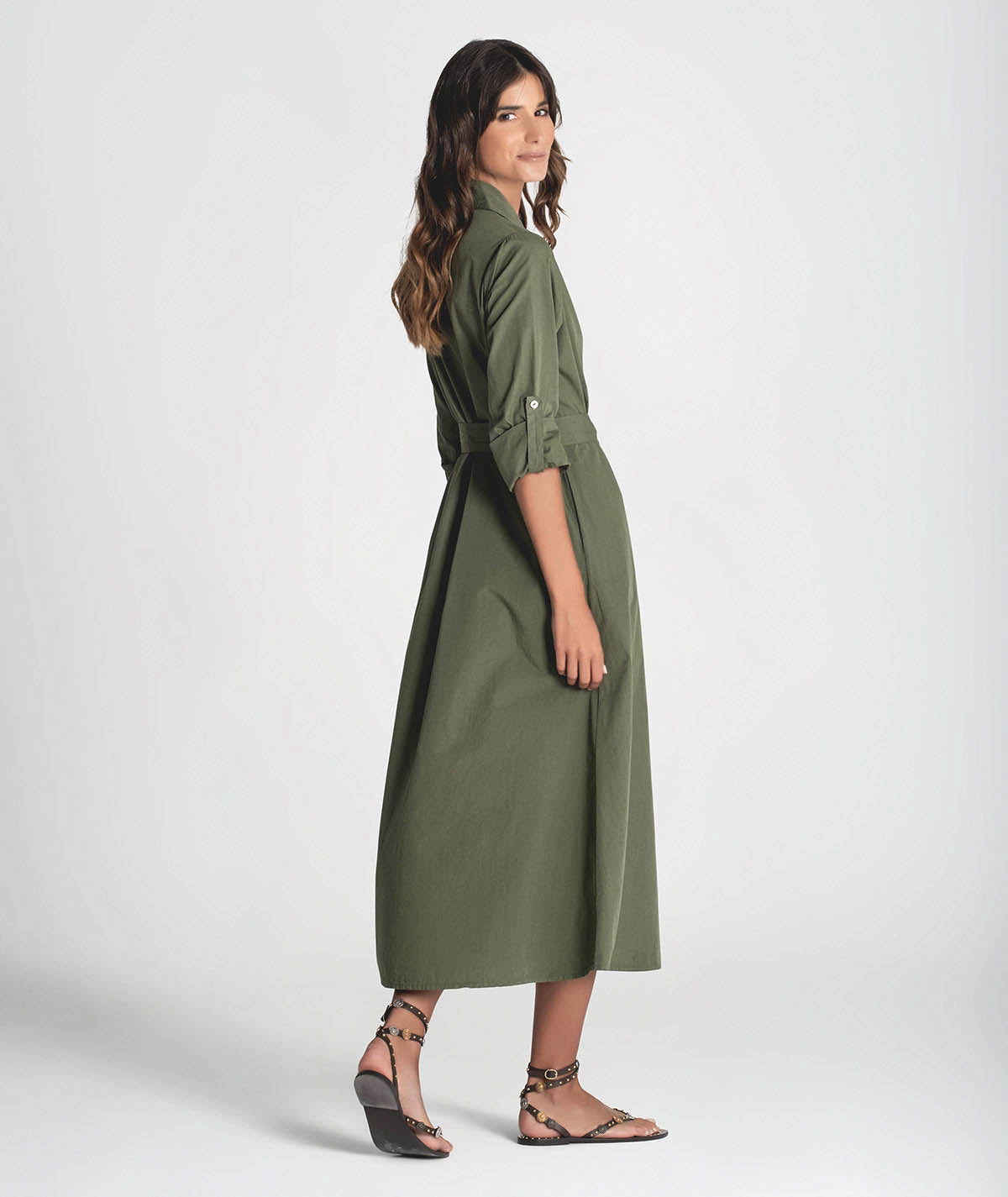 Vestido camiseiro comprido com cinto 6286
