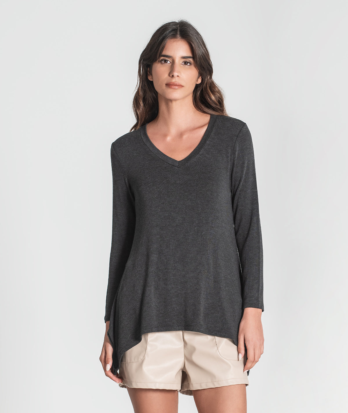 Camisola decote em v assimétrica 6297