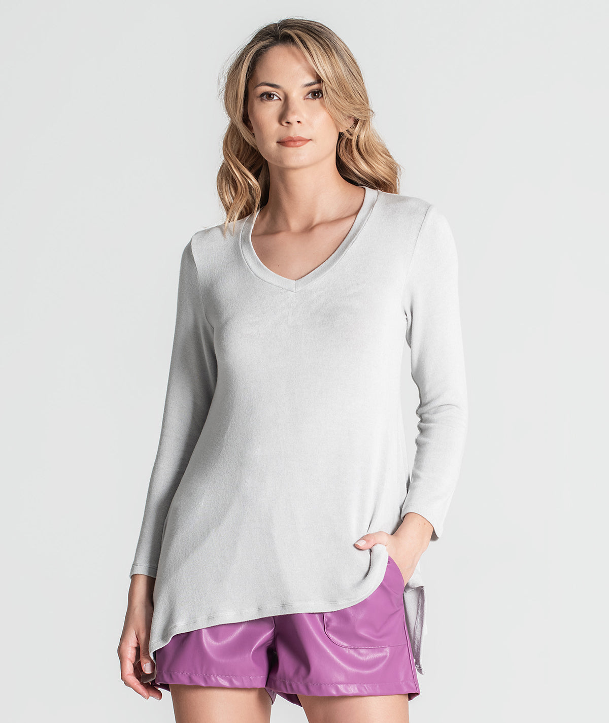 Camisola decote em v assimétrica 6297