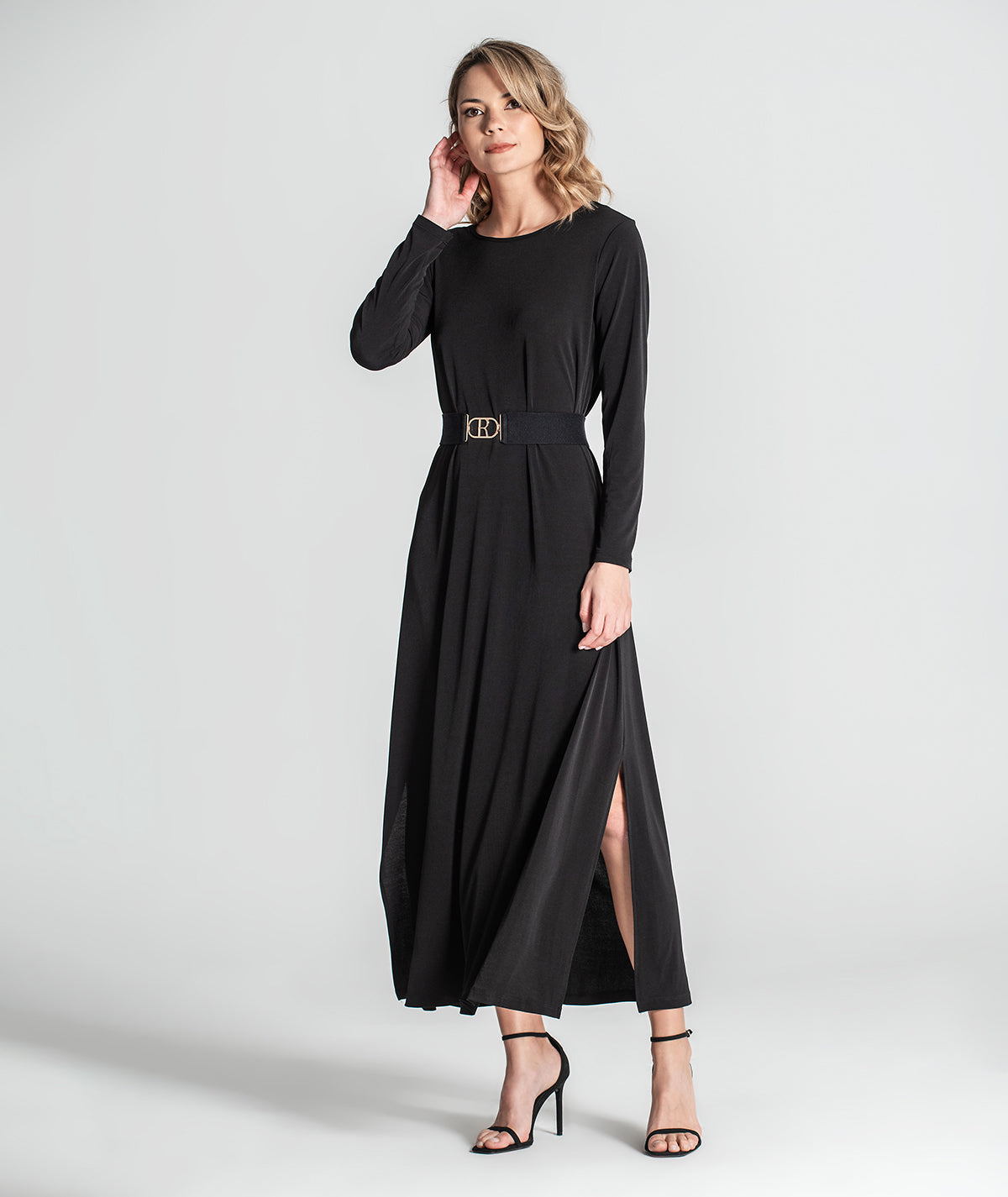 Vestido decote redondo com cinto 6306