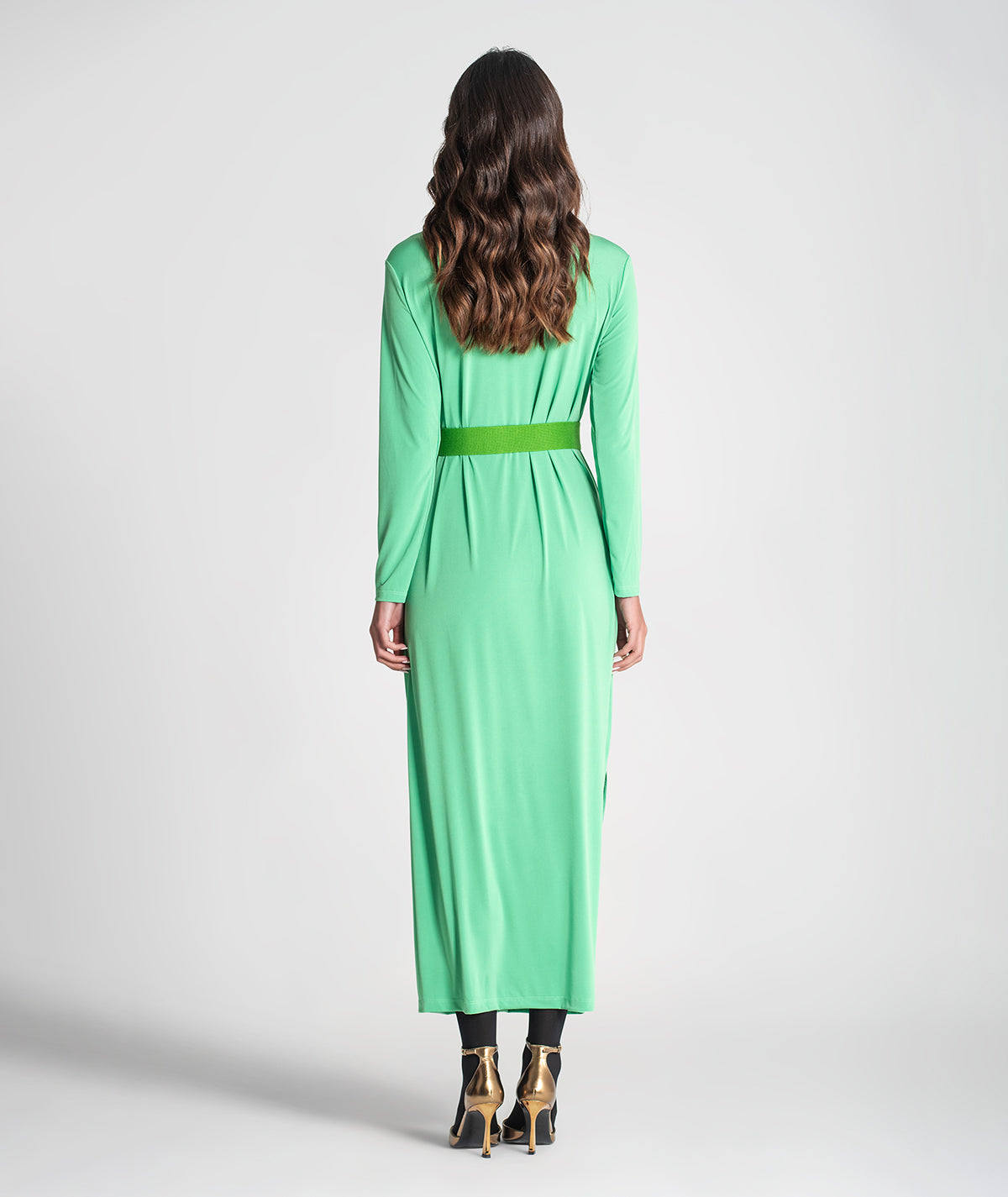 Vestido decote redondo com cinto 6306
