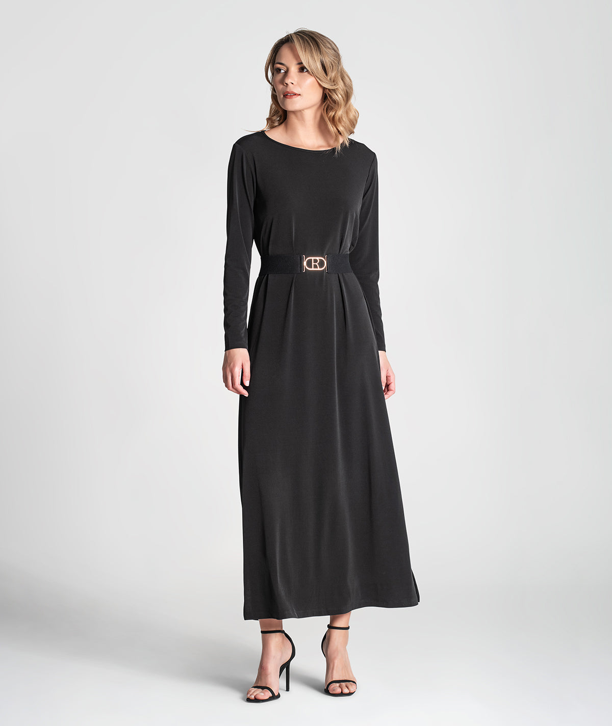 Vestido decote redondo com cinto 6306