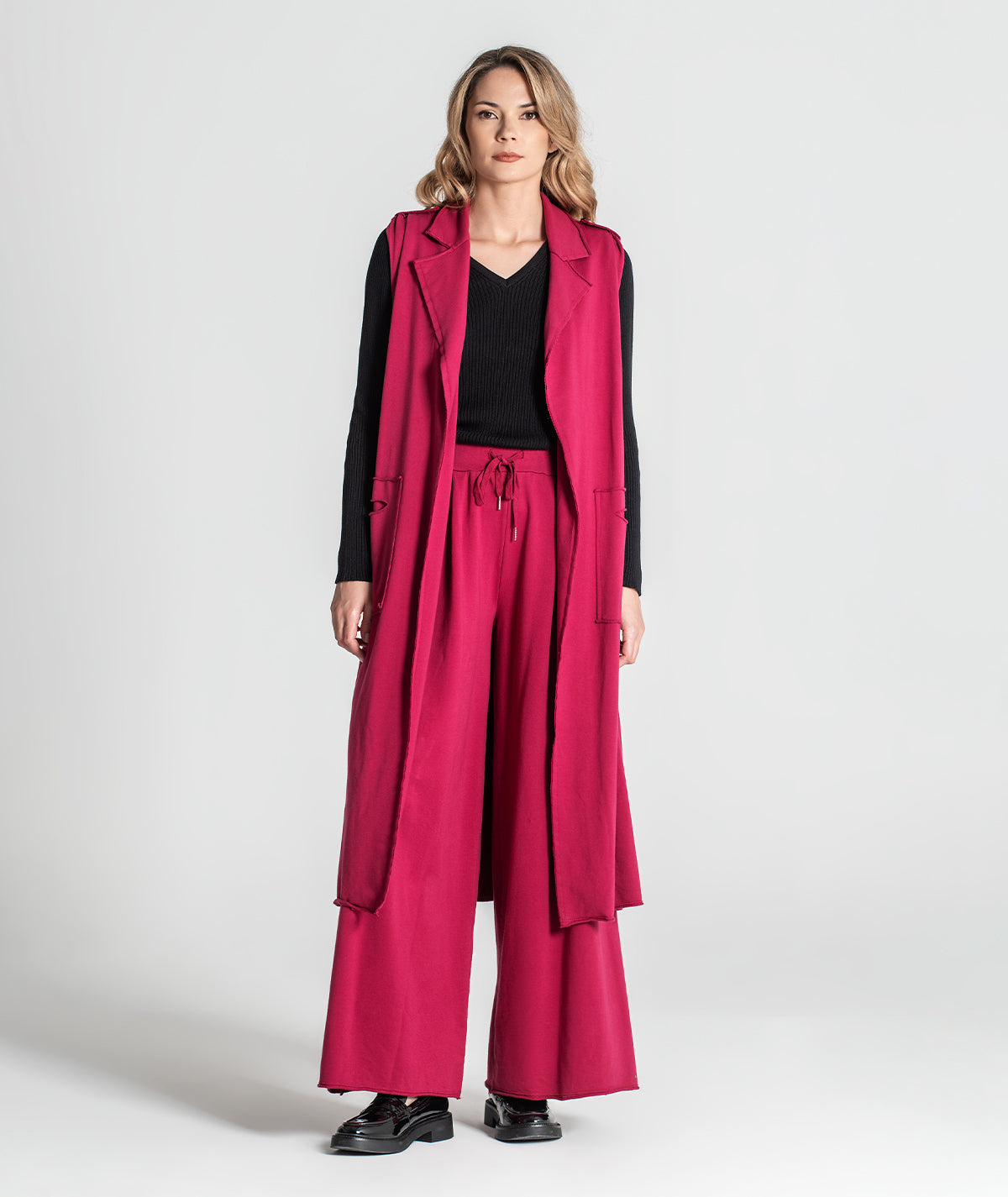 Calças largas com cinto ajustável 6321