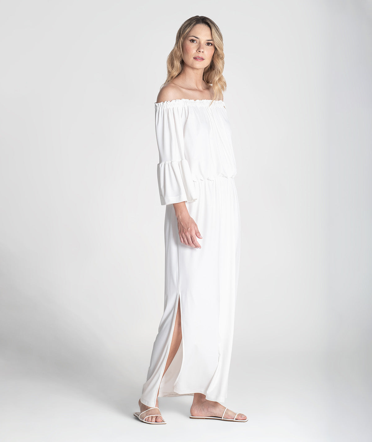 Vestido sem ombros com manga 6371