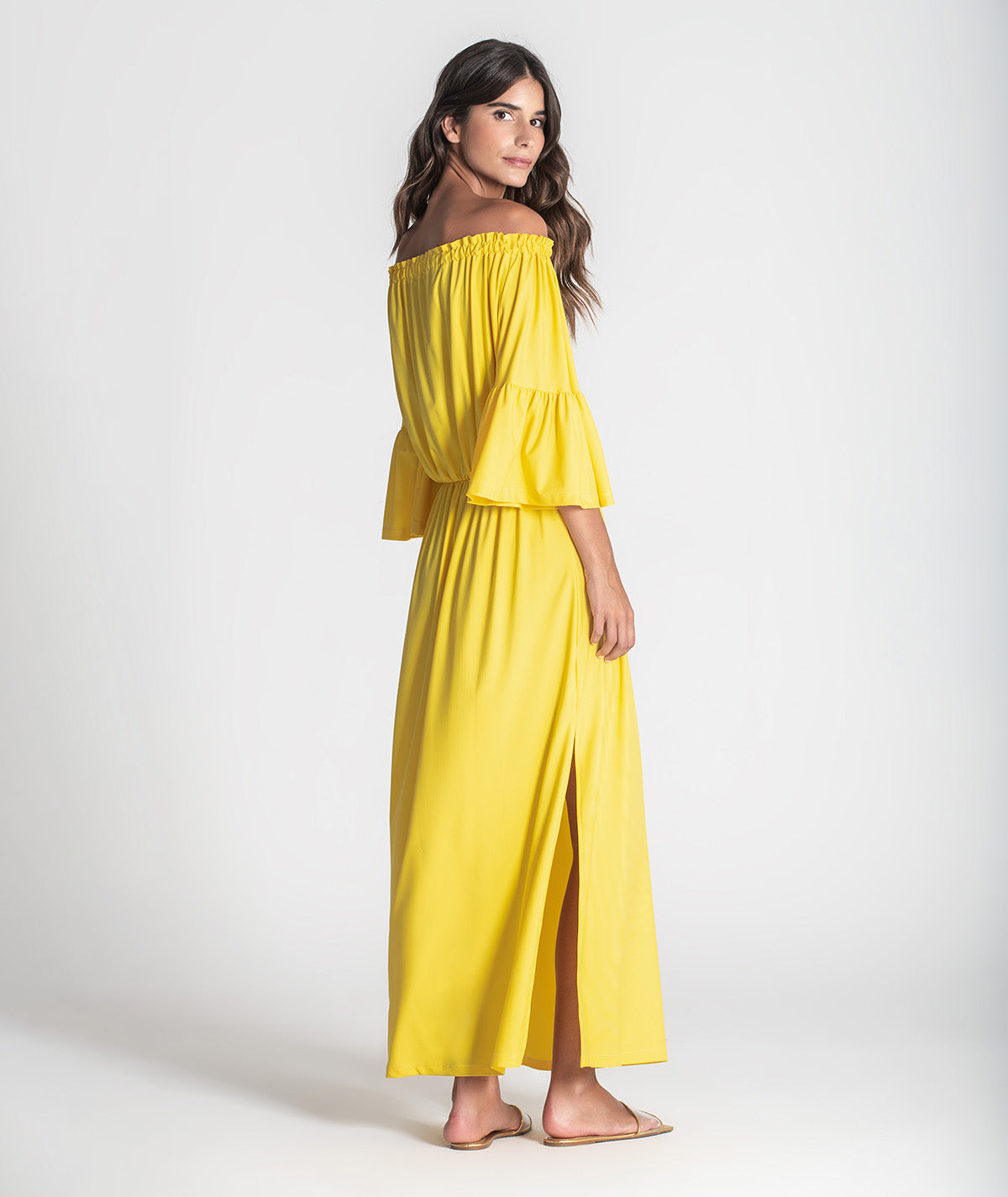 Vestido sem ombros com manga 6371