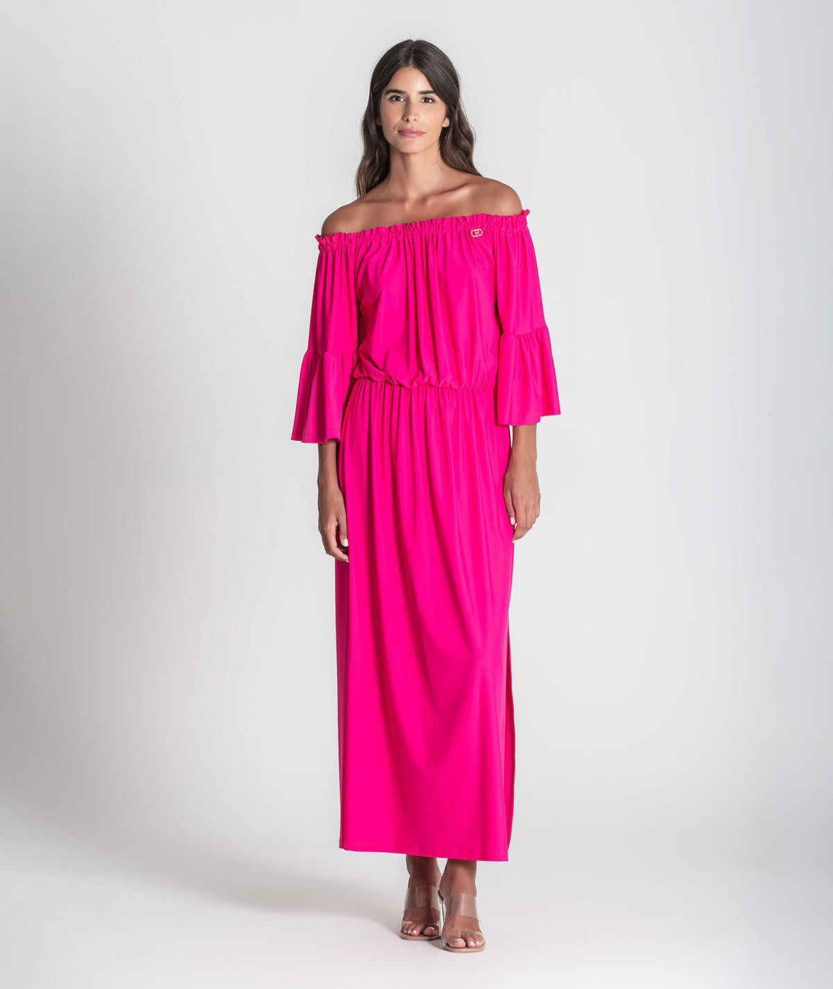 Vestido sem ombros com manga 6371