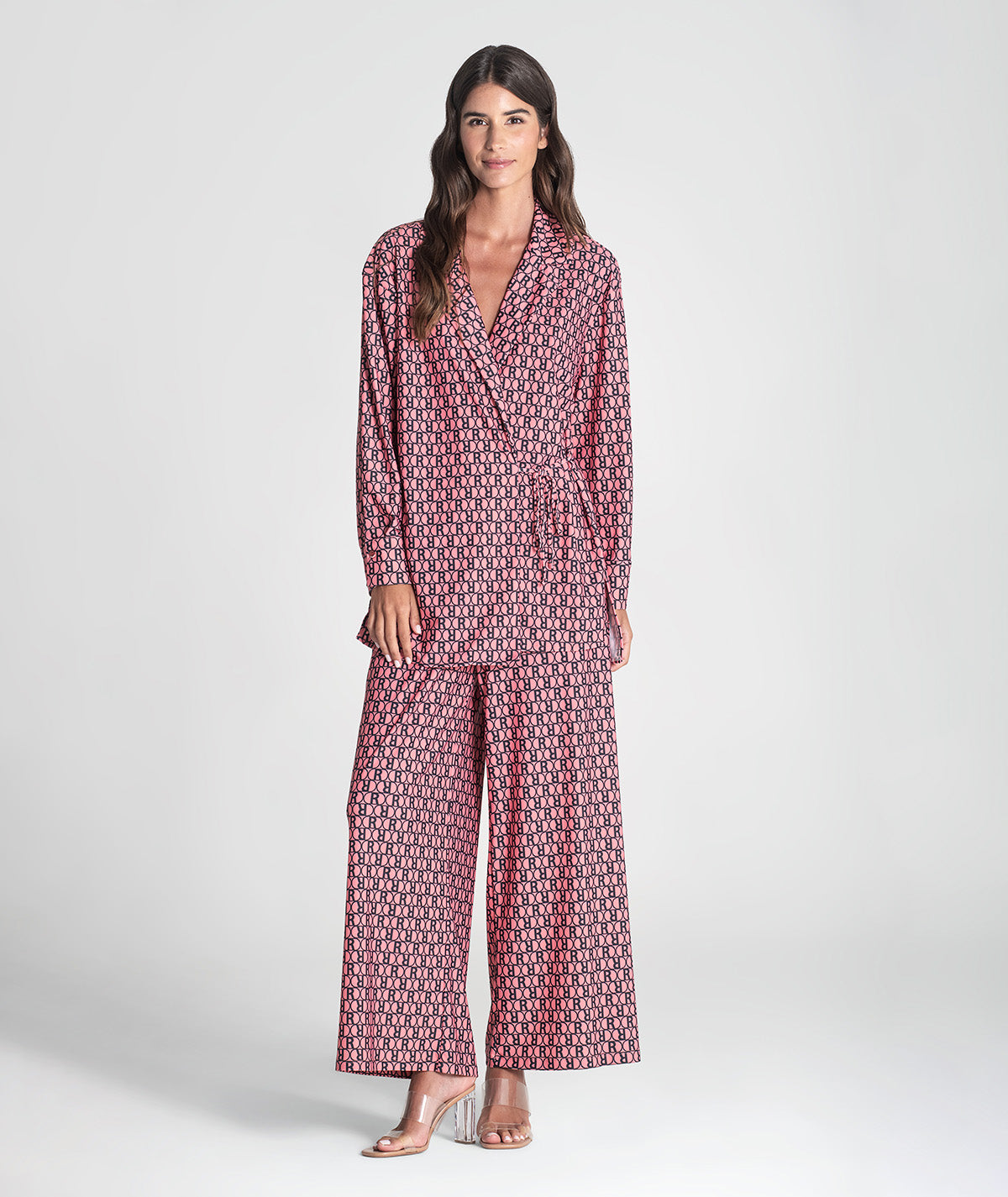 Casaco cruzado com padrão r 6374