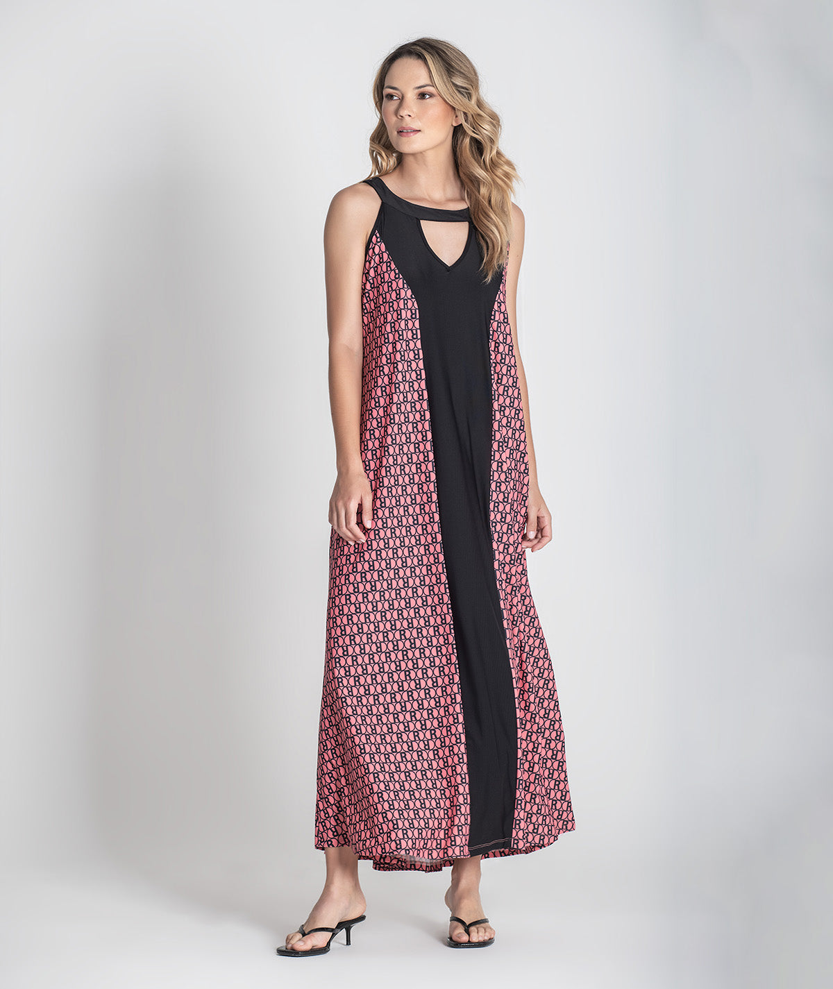 Vestido com contraste e padrão r 6376