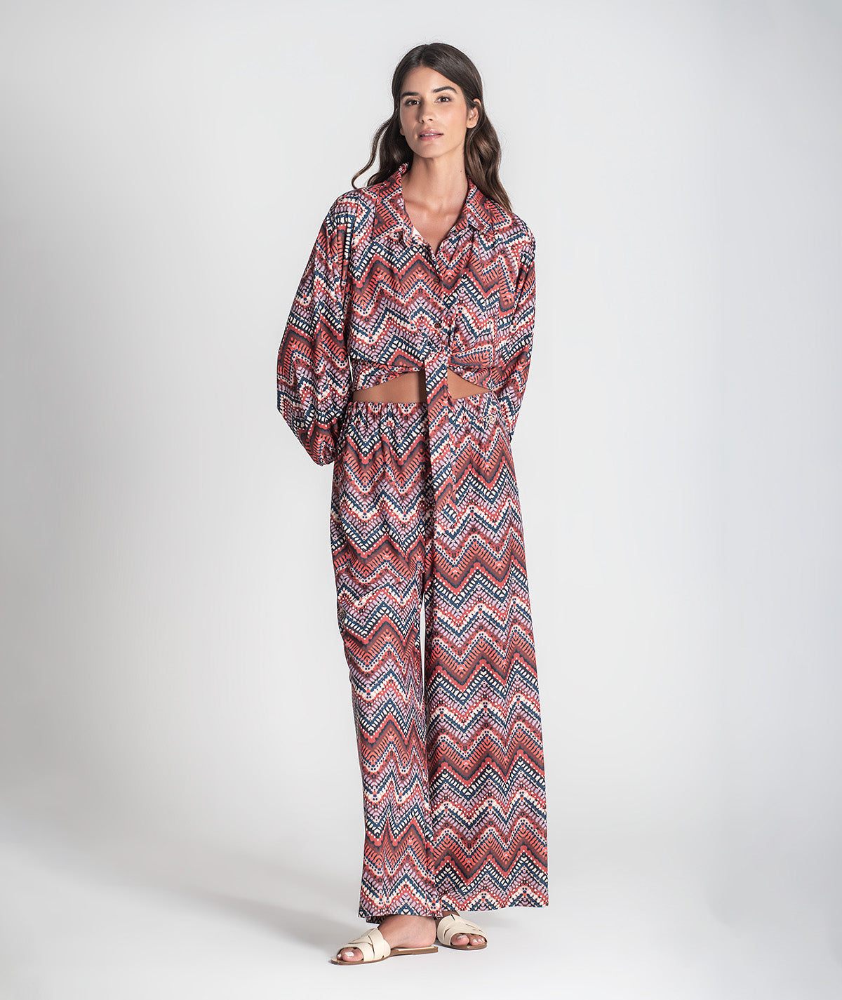 Blusa com nó na frente padrão étnico 6383