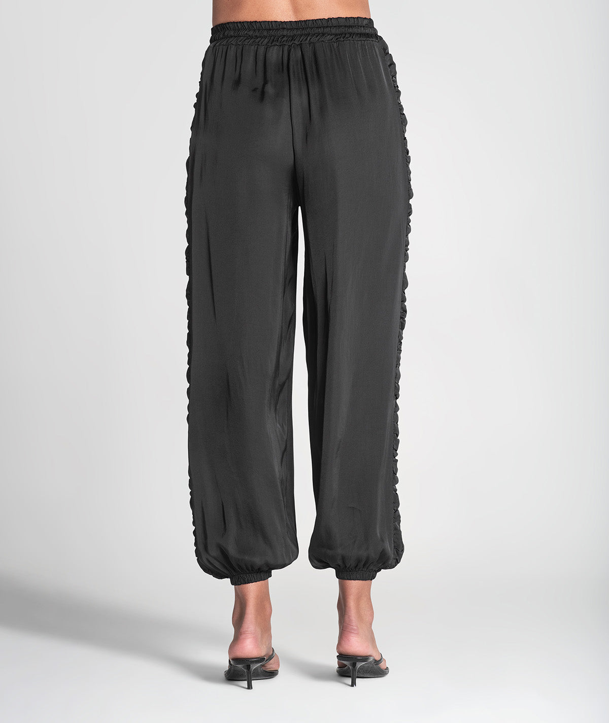 Calças com cordão e folhos laterais 6389