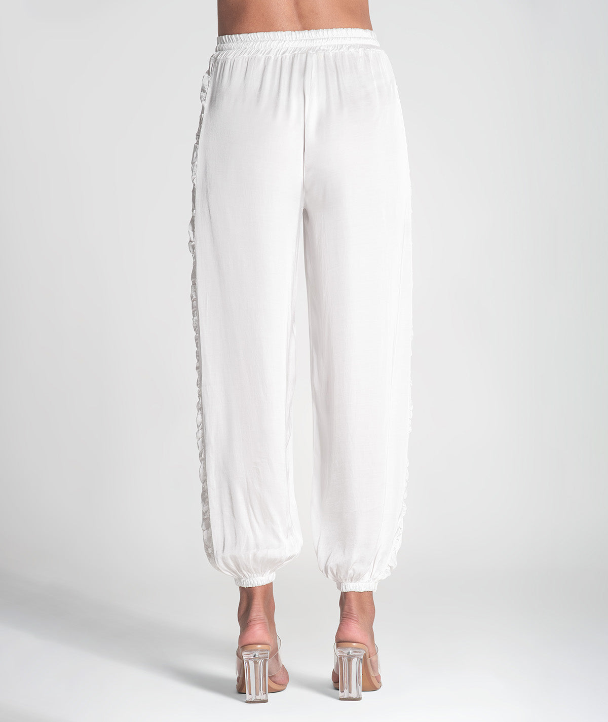 Calças com cordão e folhos laterais 6389