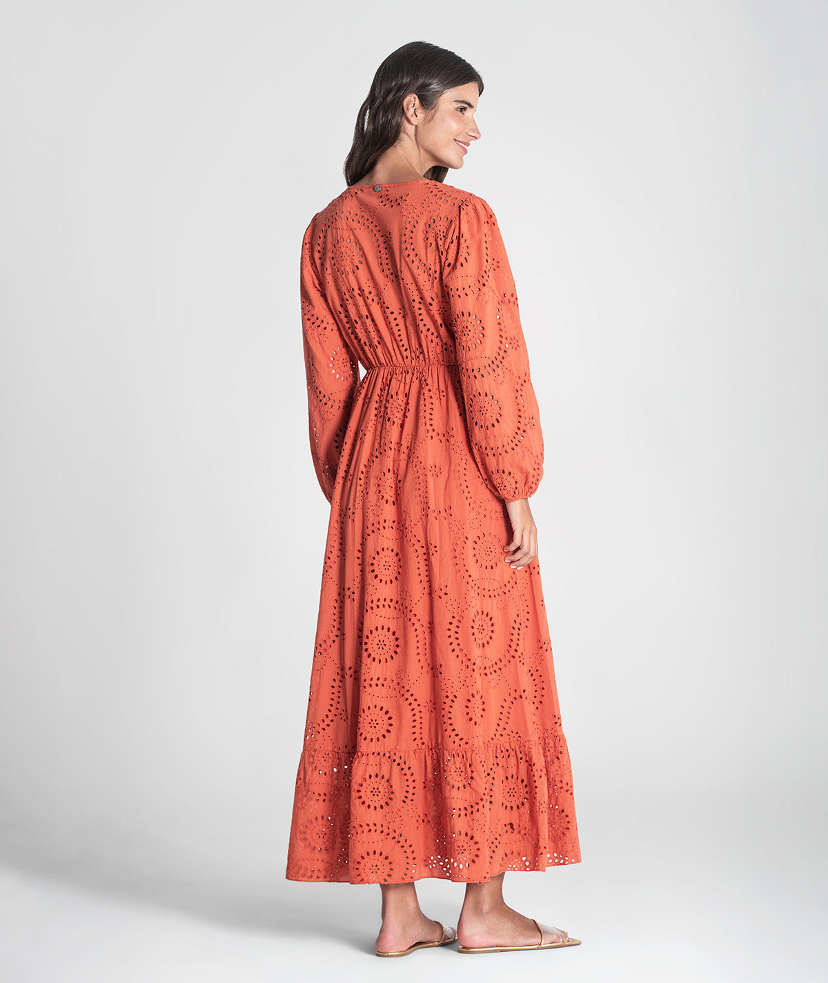 Vestido mangas compridas bordado inglês 6395