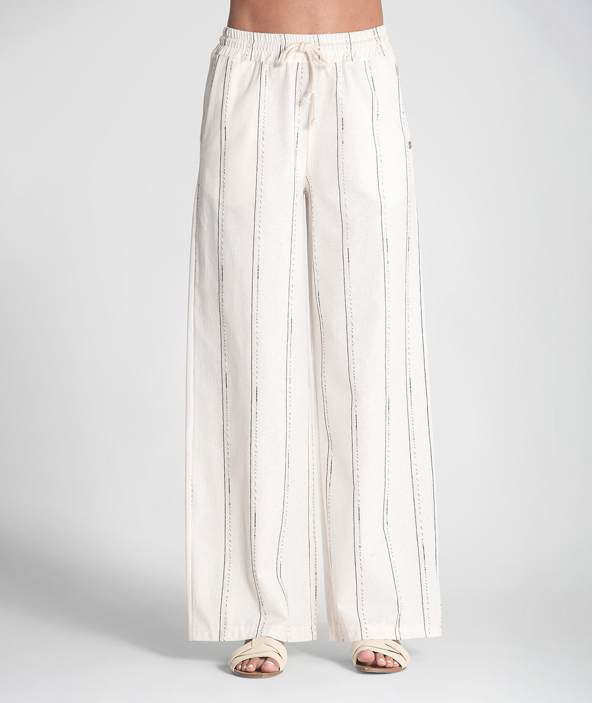 Calças riscas com cordão na cintura 6398