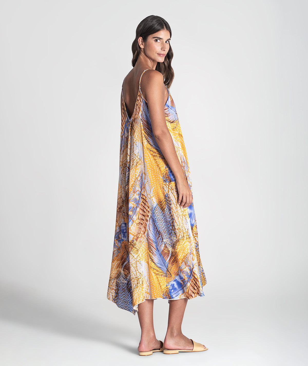 Vestido alças finas com padrão 6414